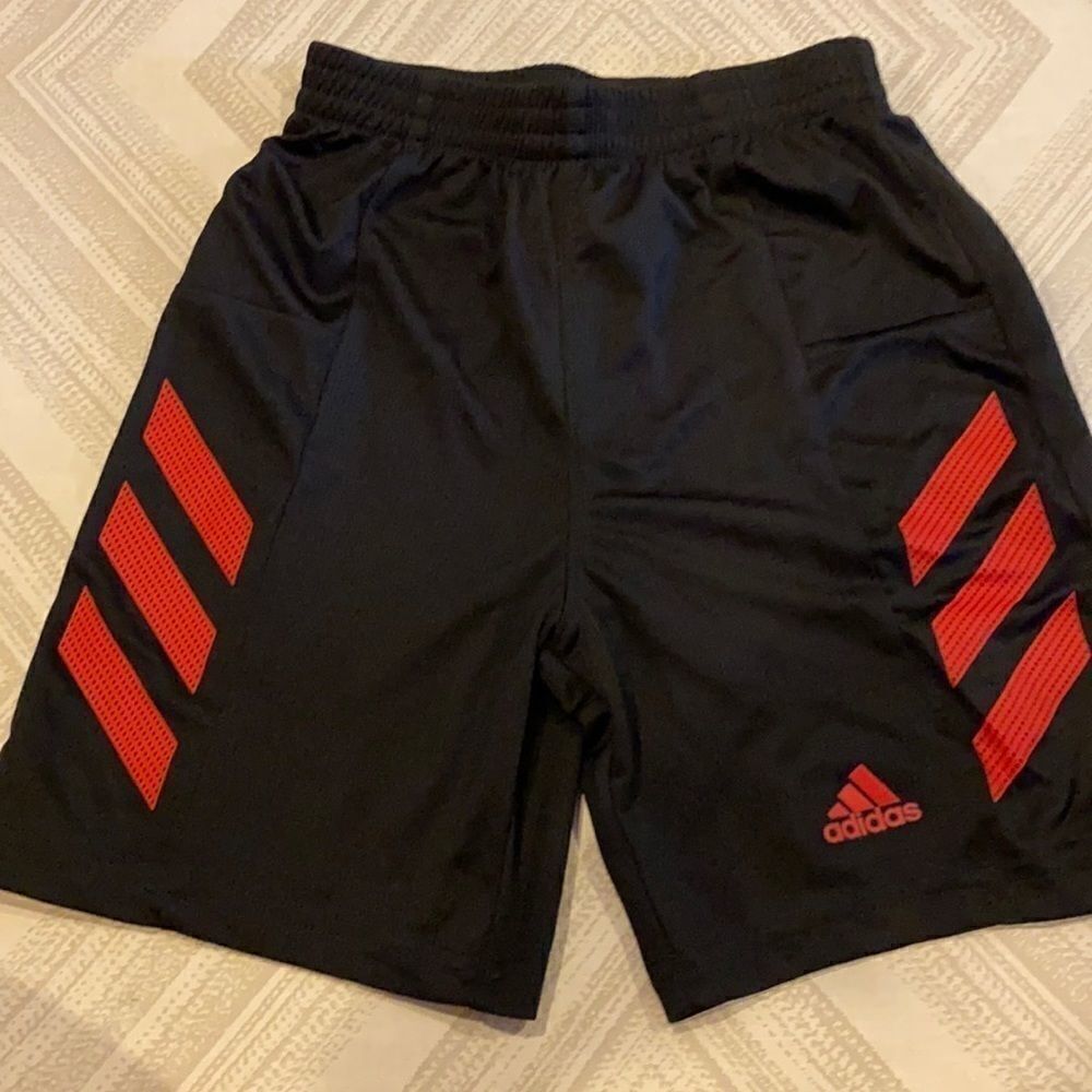 Adidas Boys Black & Red Aeroreaady Athletic Shorts